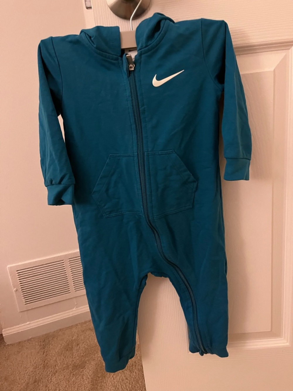 Nike Teal Hooded Zip-Up Baby One-Piece